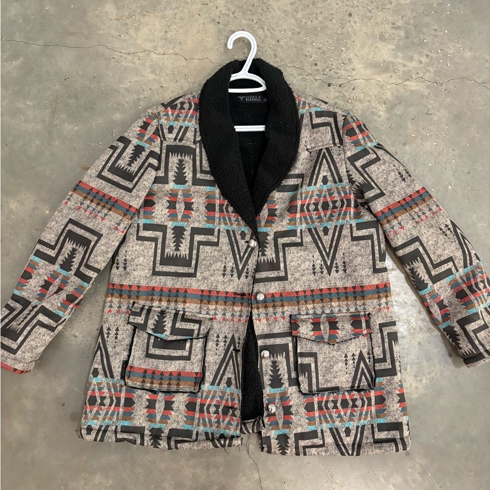 Lucky and blessed Sherpa lined jacket